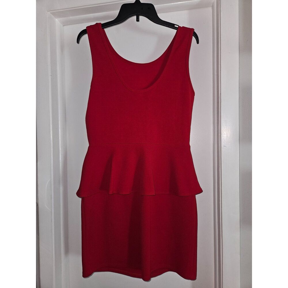 Vintage Y2K Red Peplum Dress - XL - Picture 2 of 3